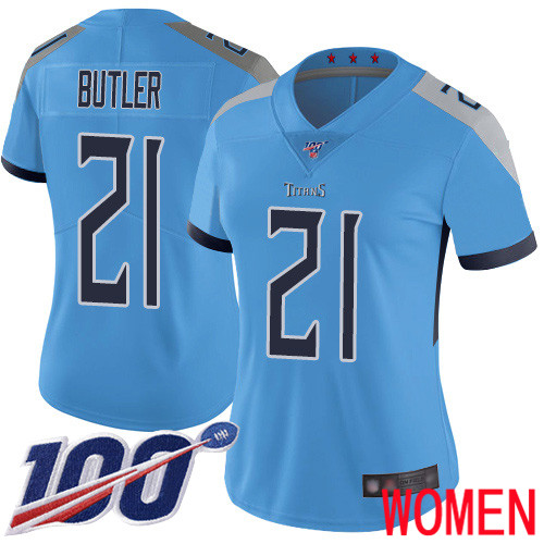 Tennessee Titans Limited Light Blue Women Malcolm Butler Alternate Jersey NFL Football #21 100th Season Vapor Untouchable->women nfl jersey->Women Jersey